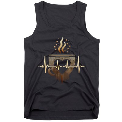 Funny Heartbeat Coffee Coffee Cup Frequency Tank Top