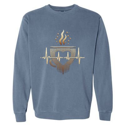 Funny Heartbeat Coffee Coffee Cup Frequency Garment-Dyed Sweatshirt