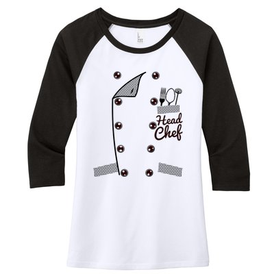 Funny Head Chef Gift Women's Tri-Blend 3/4-Sleeve Raglan Shirt