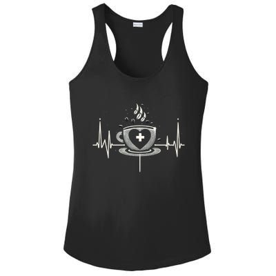 Funny Heartbeat Coffee Coffee Cup Frequency Ladies PosiCharge Competitor Racerback Tank