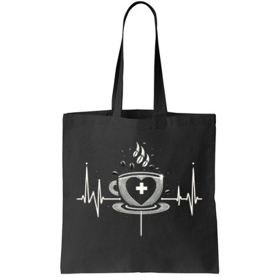 Funny Heartbeat Coffee Coffee Cup Frequency Tote Bag