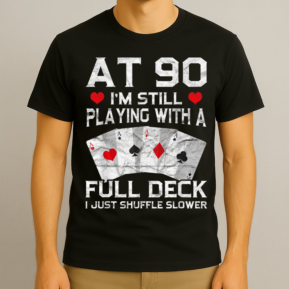 Full House Card Hand 90th Birthday 90 Year Old Cards Gift T-Shirt
