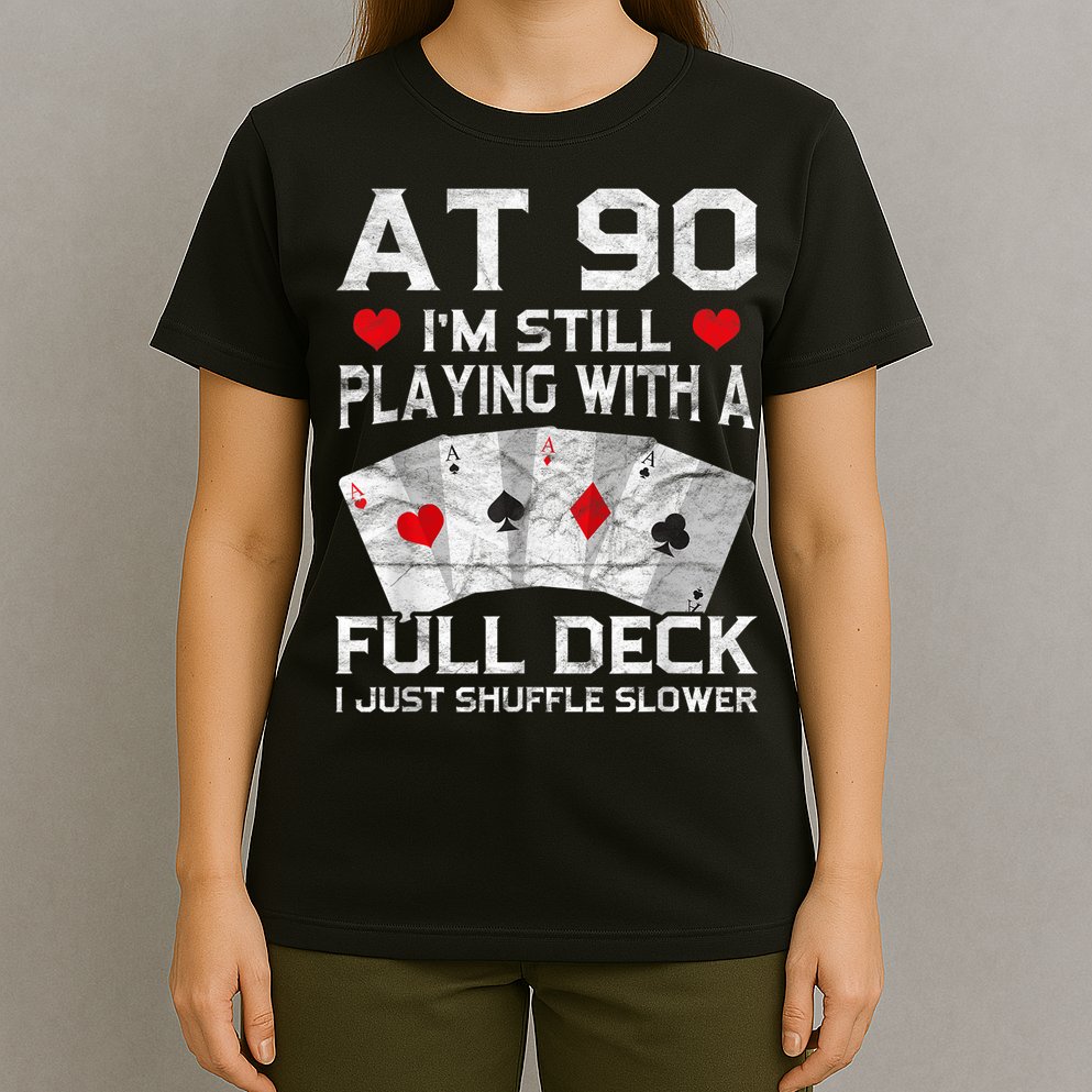 Full House Card Hand 90th Birthday 90 Year Old Cards Gift T-Shirt