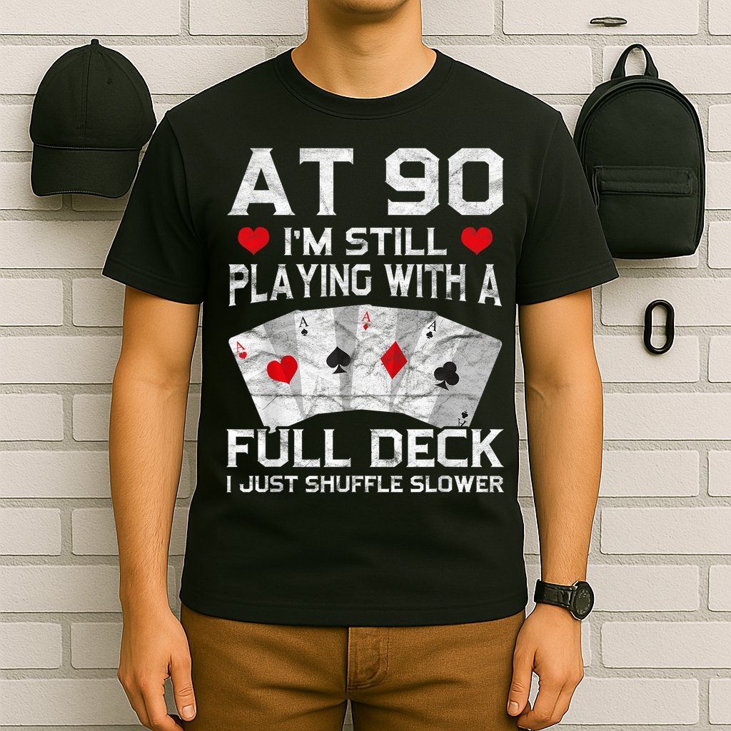 Full House Card Hand 90th Birthday 90 Year Old Cards Gift T-Shirt