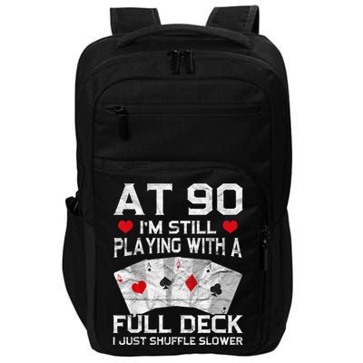 Full House Card Hand 90th Birthday 90 Year Old Cards Gift Impact Tech Backpack