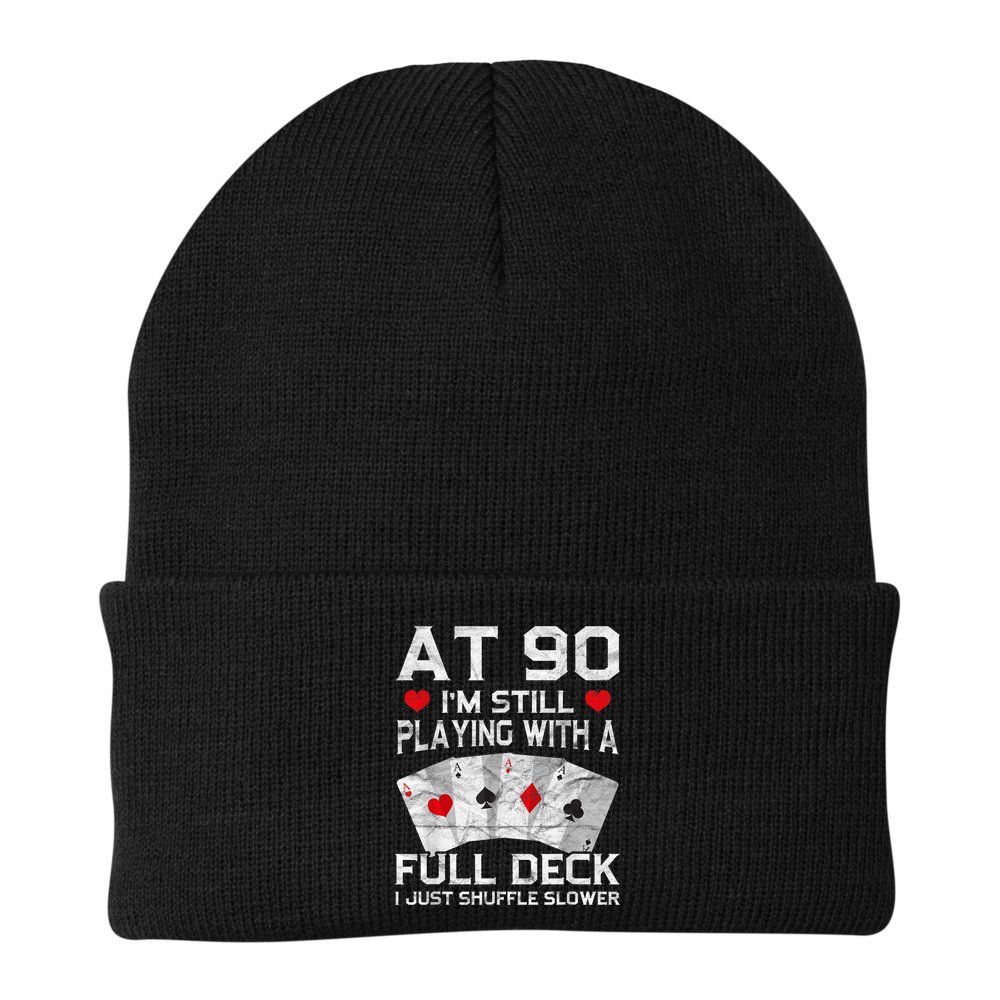 Full House Card Hand 90th Birthday 90 Year Old Cards Gift Beanie