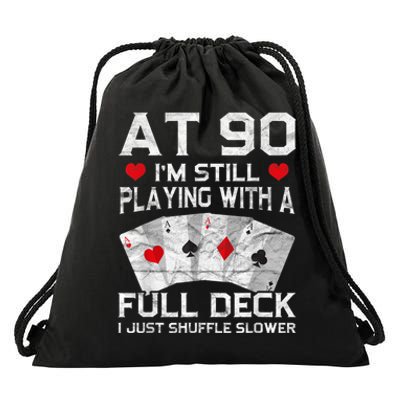 Full House Card Hand 90th Birthday 90 Year Old Cards Gift Drawstring Bag