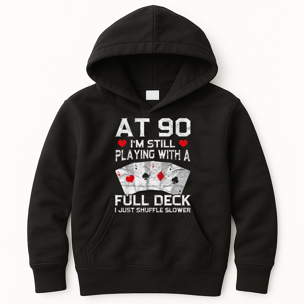 Full House Card Hand 90th Birthday 90 Year Old Cards Gift Kids Hoodie