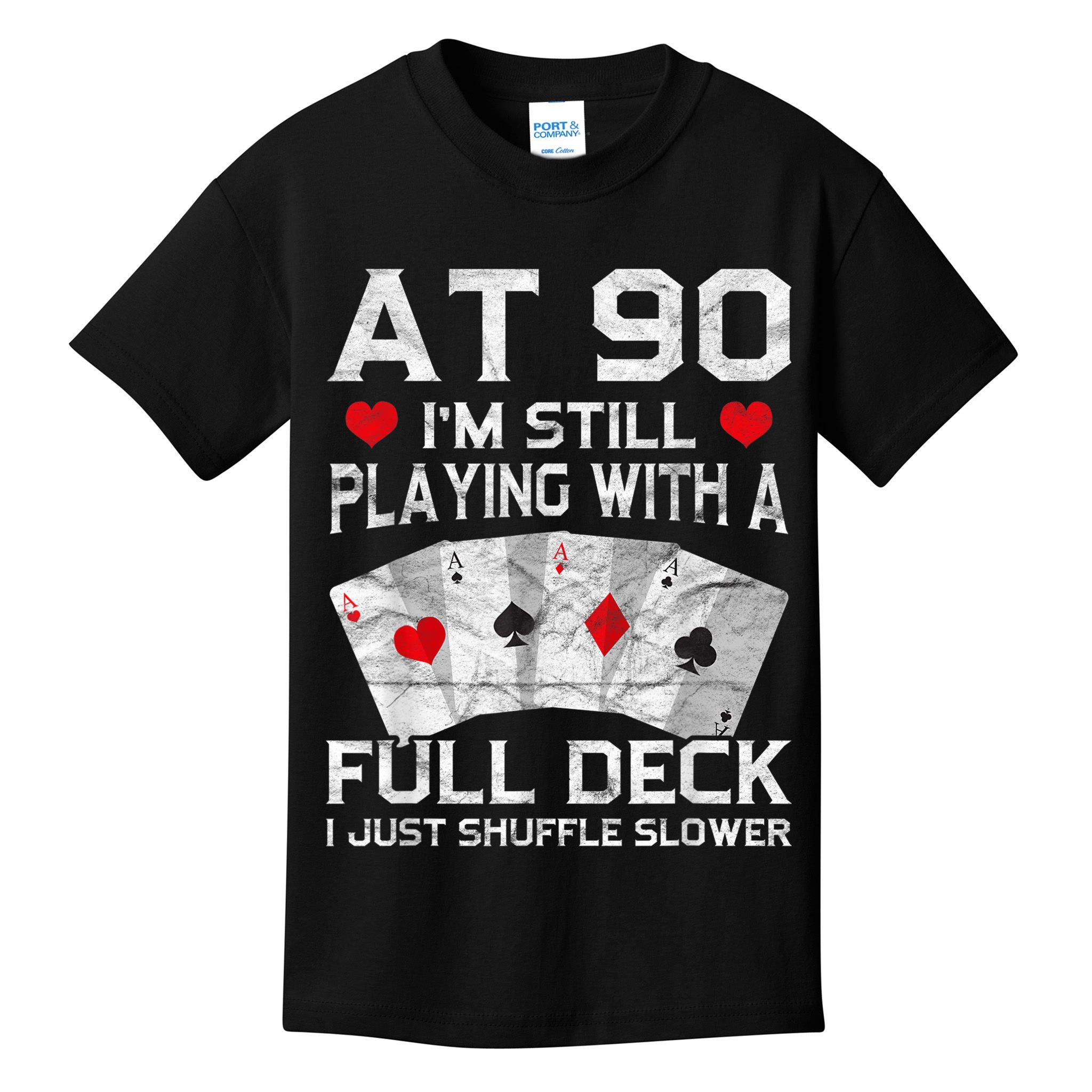 Full House Card Hand 90th Birthday 90 Year Old Cards Gift Kids T-Shirt