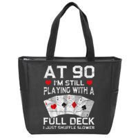 Full House Card Hand 90th Birthday 90 Year Old Cards Gift Zip Tote Bag