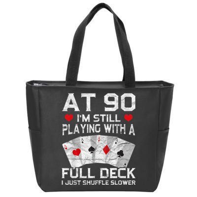 Full House Card Hand 90th Birthday 90 Year Old Cards Gift Zip Tote Bag