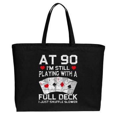 Full House Card Hand 90th Birthday 90 Year Old Cards Gift Cotton Canvas Jumbo Tote