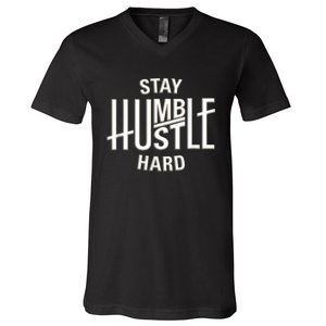 Funny Hustle Design For Men And Women Cool Humble Family V-Neck T-Shirt