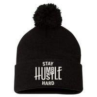 Funny Hustle Design For Men And Women Cool Humble Family Pom Pom 12in Knit Beanie