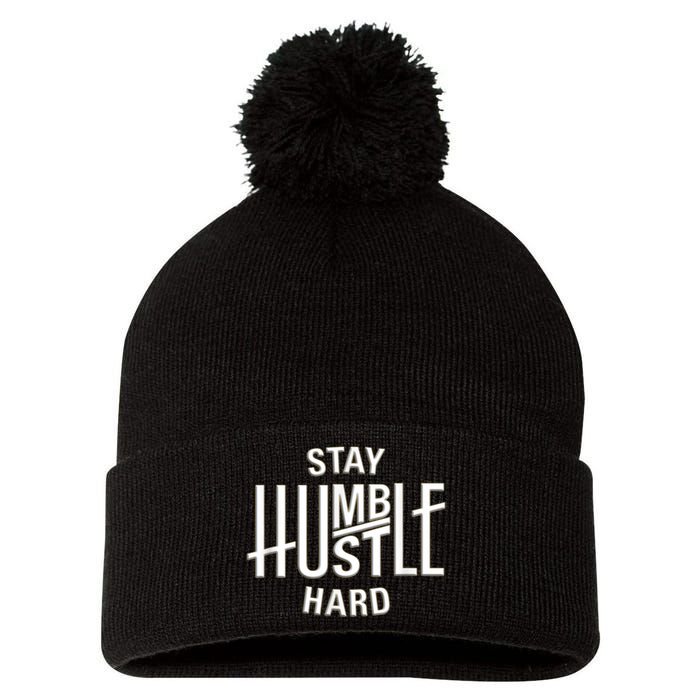 Funny Hustle Design For Men And Women Cool Humble Family Pom Pom 12in Knit Beanie