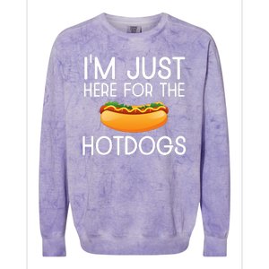 Funny Hot Dog Lover Hotdog Im Just Here For The Hot Dogs Colorblast Crewneck Sweatshirt