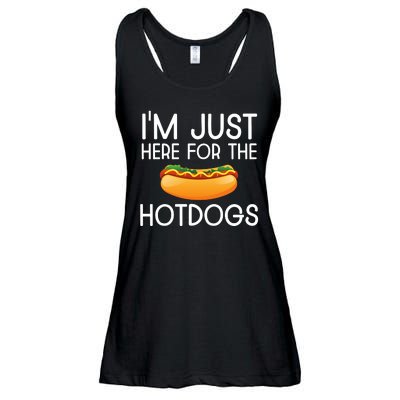 Funny Hot Dog Lover Hotdog Im Just Here For The Hot Dogs Ladies Essential Flowy Tank