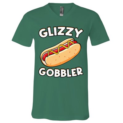 Funny Hot Dog Glizzy Gobbler Number One Glizzy Gladiator V-Neck T-Shirt
