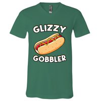 Funny Hot Dog Glizzy Gobbler Number One Glizzy Gladiator V-Neck T-Shirt