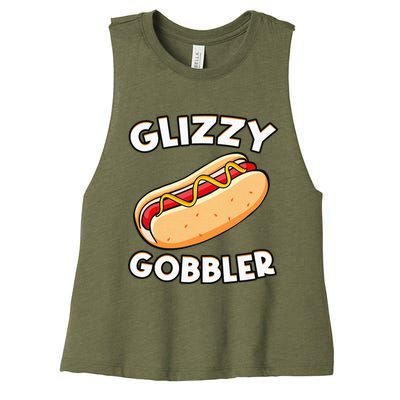 Funny Hot Dog Glizzy Gobbler Number One Glizzy Gladiator Women's Racerback Cropped Tank