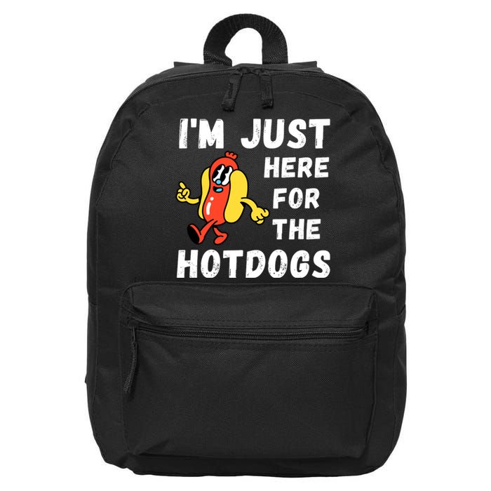 Funny Hot Dog Lover Hotdog Im Just Here For The Hot Dogs Hot Dog Lover 16 in Basic Backpack