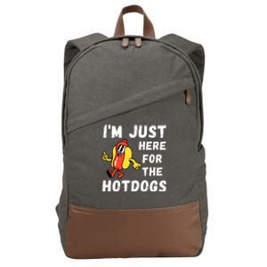 Funny Hot Dog Lover Hotdog Im Just Here For The Hot Dogs Hot Dog Lover Cotton Canvas Backpack