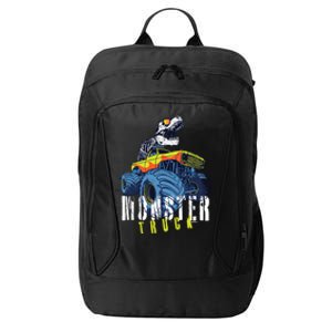 Funny Halloween Dinosaur Skeleton Monster Truck Gift City Backpack