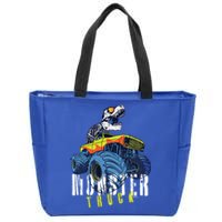 Funny Halloween Dinosaur Skeleton Monster Truck Gift Zip Tote Bag