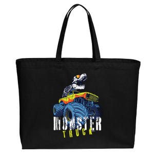 Funny Halloween Dinosaur Skeleton Monster Truck Gift Cotton Canvas Jumbo Tote