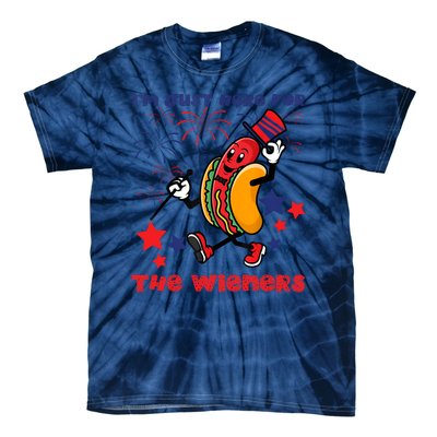 Funny Hot Dog Im Just Here For The Wieners 4Th Of July Tie-Dye T-Shirt