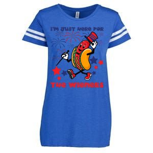 Funny Hot Dog Im Just Here For The Wieners 4Th Of July Enza Ladies Jersey Football T-Shirt