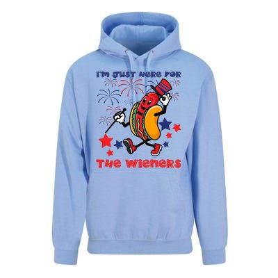 Funny Hot Dog Im Just Here For The Wieners 4Th Of July Unisex Surf Hoodie