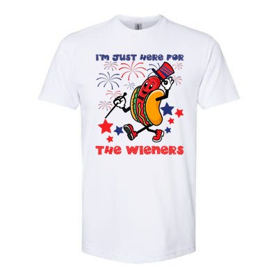 Funny Hot Dog Im Just Here For The Wieners 4Th Of July Softstyle CVC T-Shirt