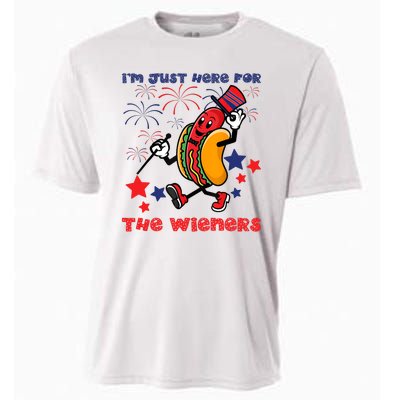 Funny Hot Dog Im Just Here For The Wieners 4Th Of July Cooling Performance Crew T-Shirt