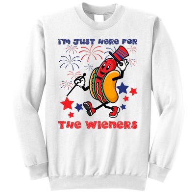 Funny Hot Dog Im Just Here For The Wieners 4Th Of July Sweatshirt