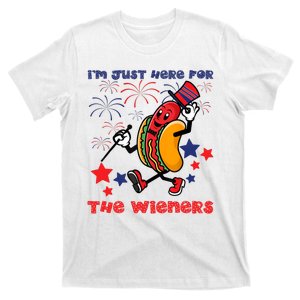 Funny Hot Dog Im Just Here For The Wieners 4Th Of July T-Shirt