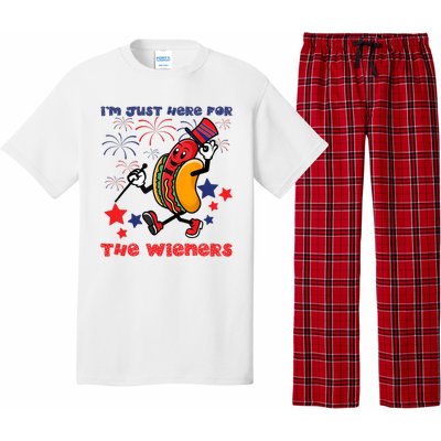 Funny Hot Dog Im Just Here For The Wieners 4Th Of July Pajama Set