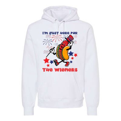 Funny Hot Dog Im Just Here For The Wieners 4Th Of July Premium Hoodie