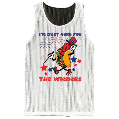 Funny Hot Dog Im Just Here For The Wieners 4Th Of July Mesh Reversible Basketball Jersey Tank