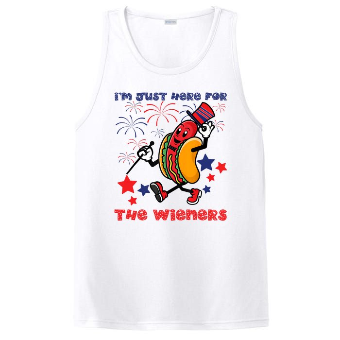 Funny Hot Dog Im Just Here For The Wieners 4Th Of July PosiCharge Competitor Tank