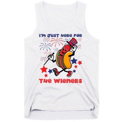 Funny Hot Dog Im Just Here For The Wieners 4Th Of July Tank Top