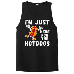 Funny Hot Dog Lover Hotdog Im Just Here For The Hot Dogs Funny Hotdog PosiCharge Competitor Tank