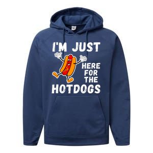 Funny Hot Dog Lover Hotdog Im Just Here For The Hot Dogs Funny Hotdog Performance Fleece Hoodie