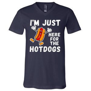 Funny Hot Dog Lover Hotdog Im Just Here For The Hot Dogs Funny Hotdog V-Neck T-Shirt