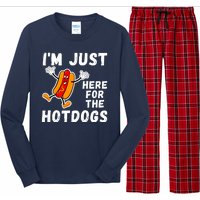 Funny Hot Dog Lover Hotdog Im Just Here For The Hot Dogs Funny Hotdog Long Sleeve Pajama Set