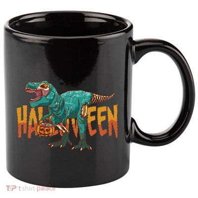 Funny Halloween Dinosaur Zombie T Rex Trick Rawr Treat Gift 11oz C Handle Ceramic Mug