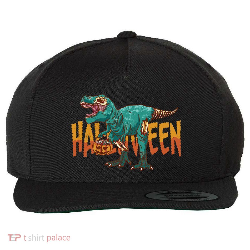 Funny Halloween Dinosaur Zombie T Rex Trick Rawr Treat Gift Wool Snapback Cap