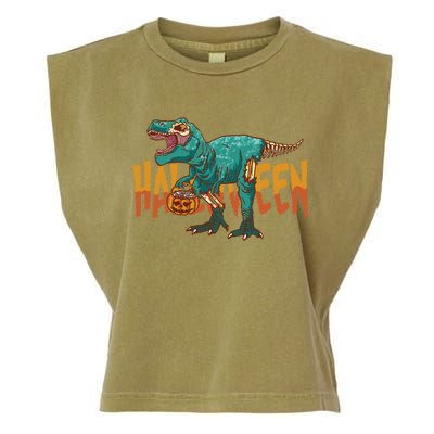 Funny Halloween Dinosaur Zombie T Rex Trick Rawr Treat Gift Garment-Dyed Women's Muscle Tee