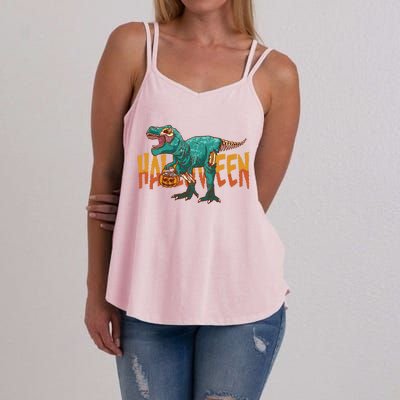 Funny Halloween Dinosaur Zombie T Rex Trick Rawr Treat Gift Women's Strappy Tank