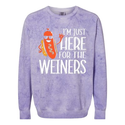 Funny Hot Dog Im Just Here For The Wieners Sausage Colorblast Crewneck Sweatshirt